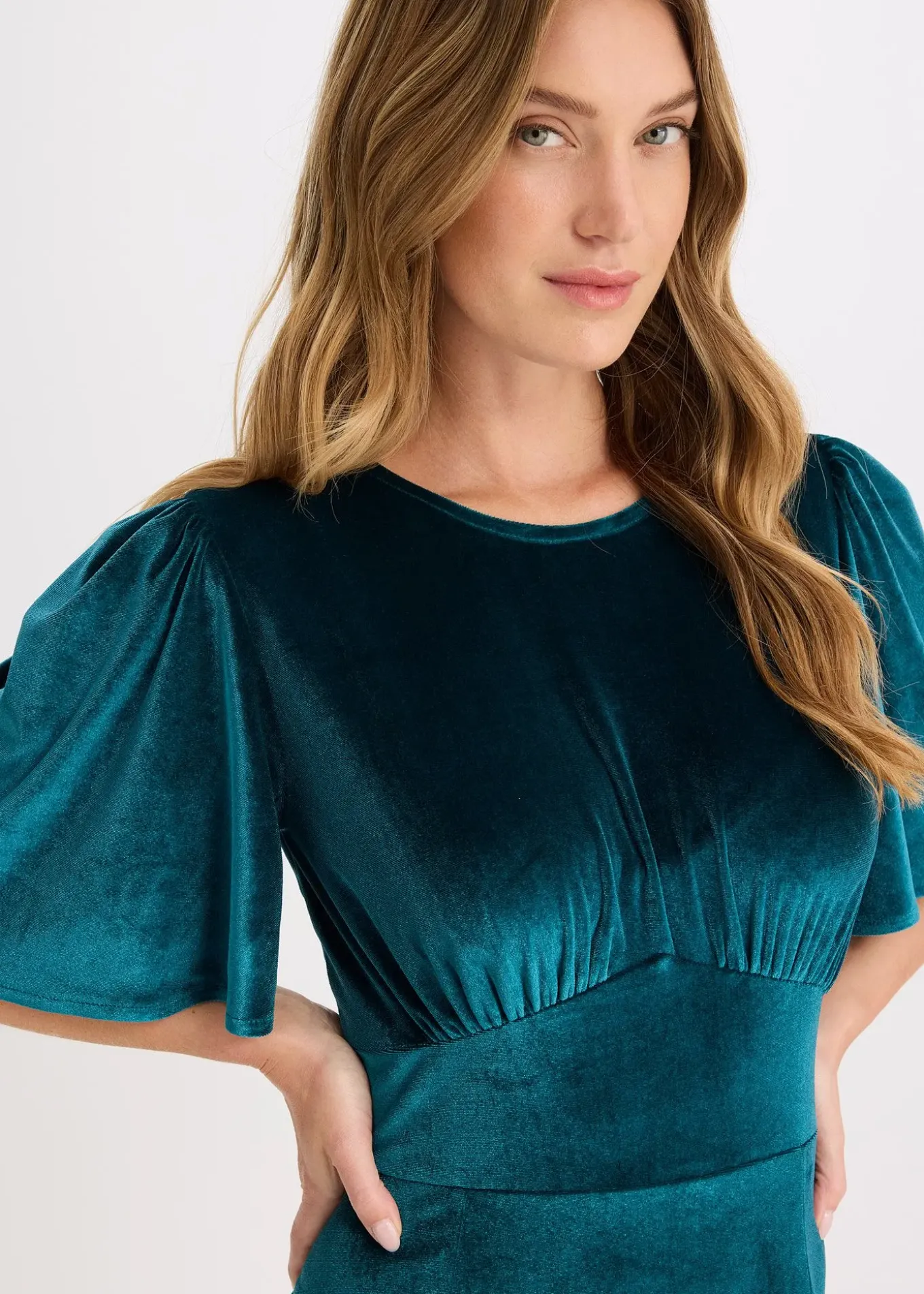 Robe midi en velours doux