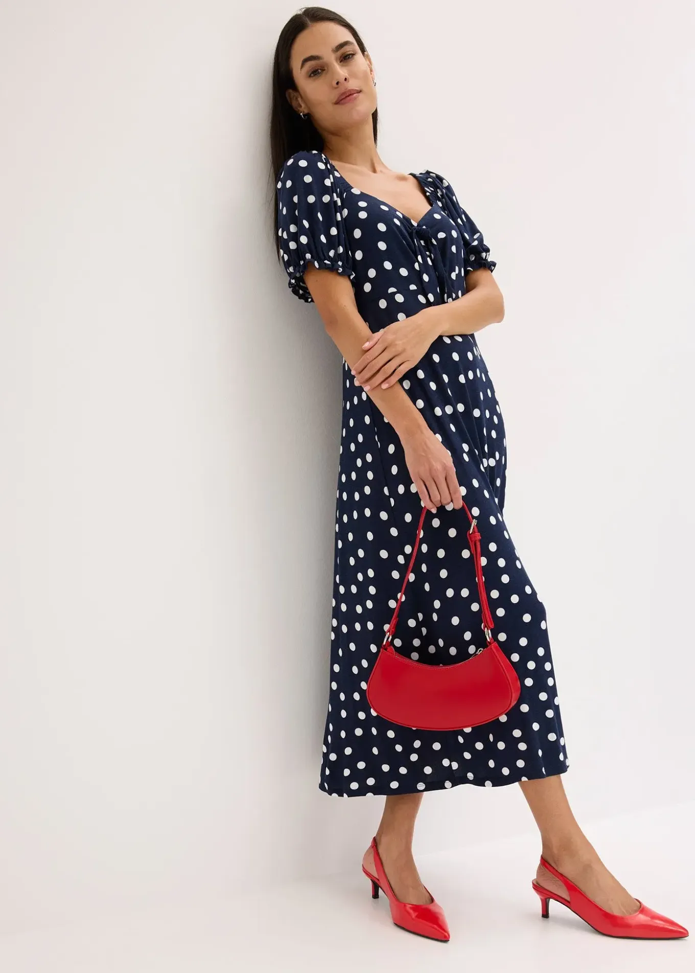 Robe midi en viscose extensible