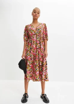 Robe midi en viscose mélangée