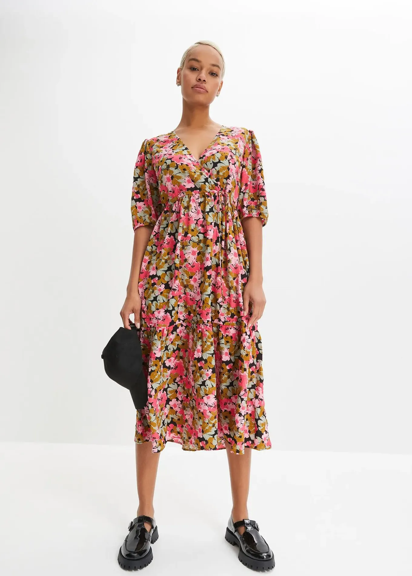 Robe midi en viscose mélangée