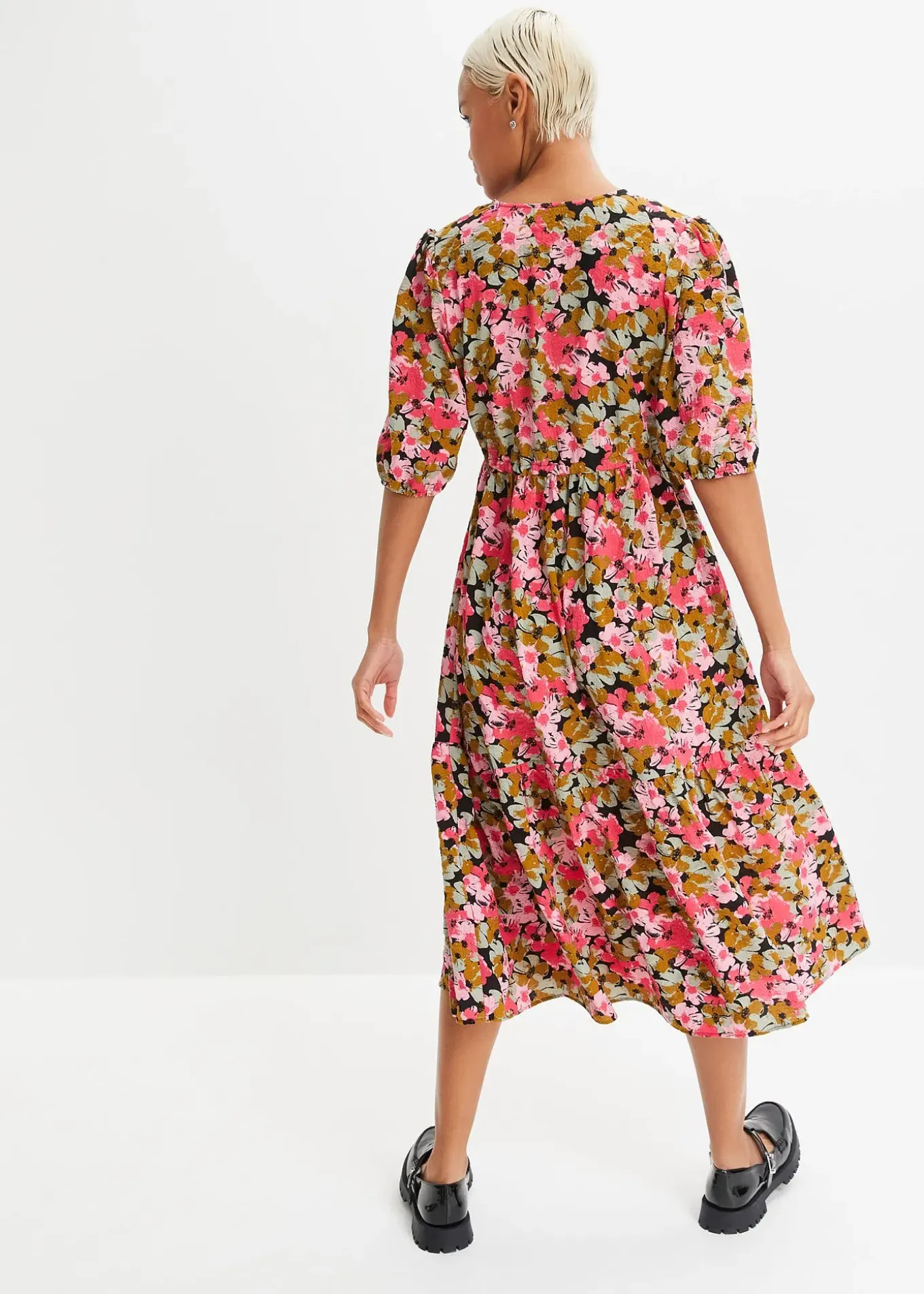 Robe midi en viscose mélangée