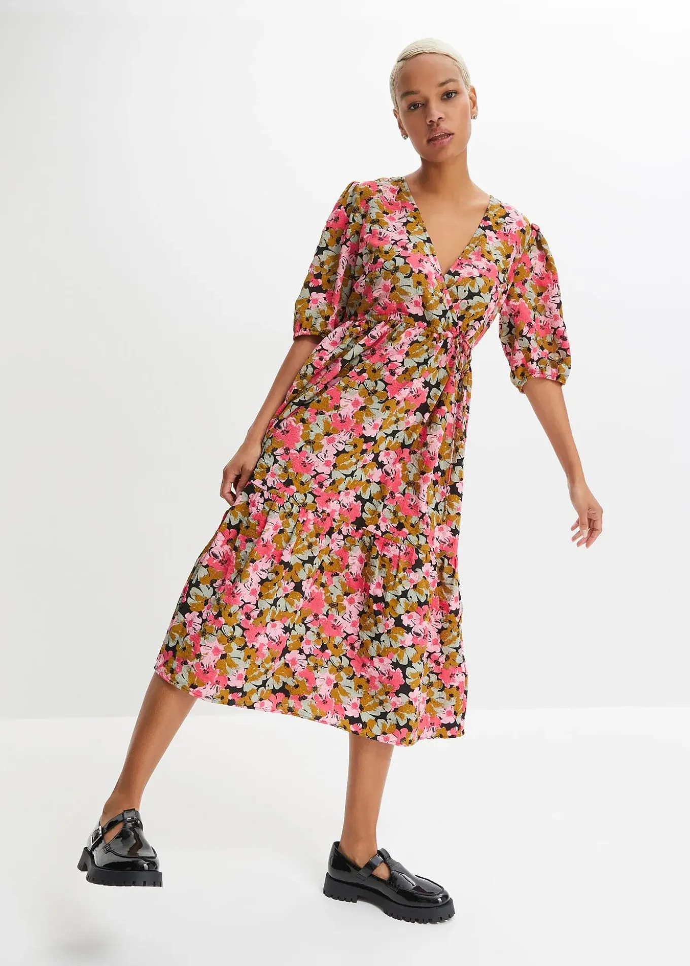 Robe midi en viscose mélangée
