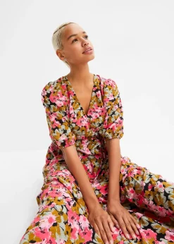 Robe midi en viscose mélangée