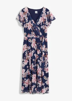 Robe midi imprimée en mesh