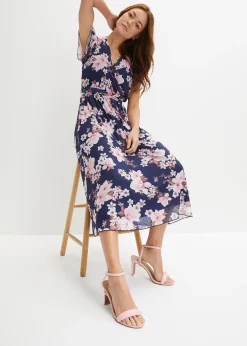 Robe midi imprimée en mesh