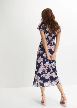 Robe midi imprimée en mesh