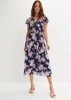 Robe midi imprimée en mesh
