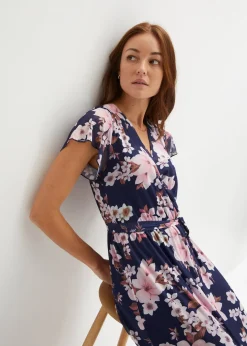 Robe midi imprimée en mesh