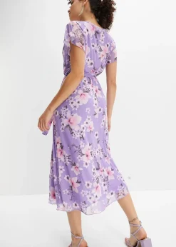 Robe midi imprimée en mesh