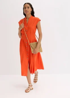 Robe midi légère en lin mélangé