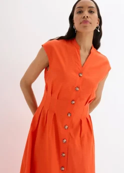 Robe midi légère en lin mélangé