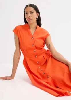 Robe midi légère en lin mélangé