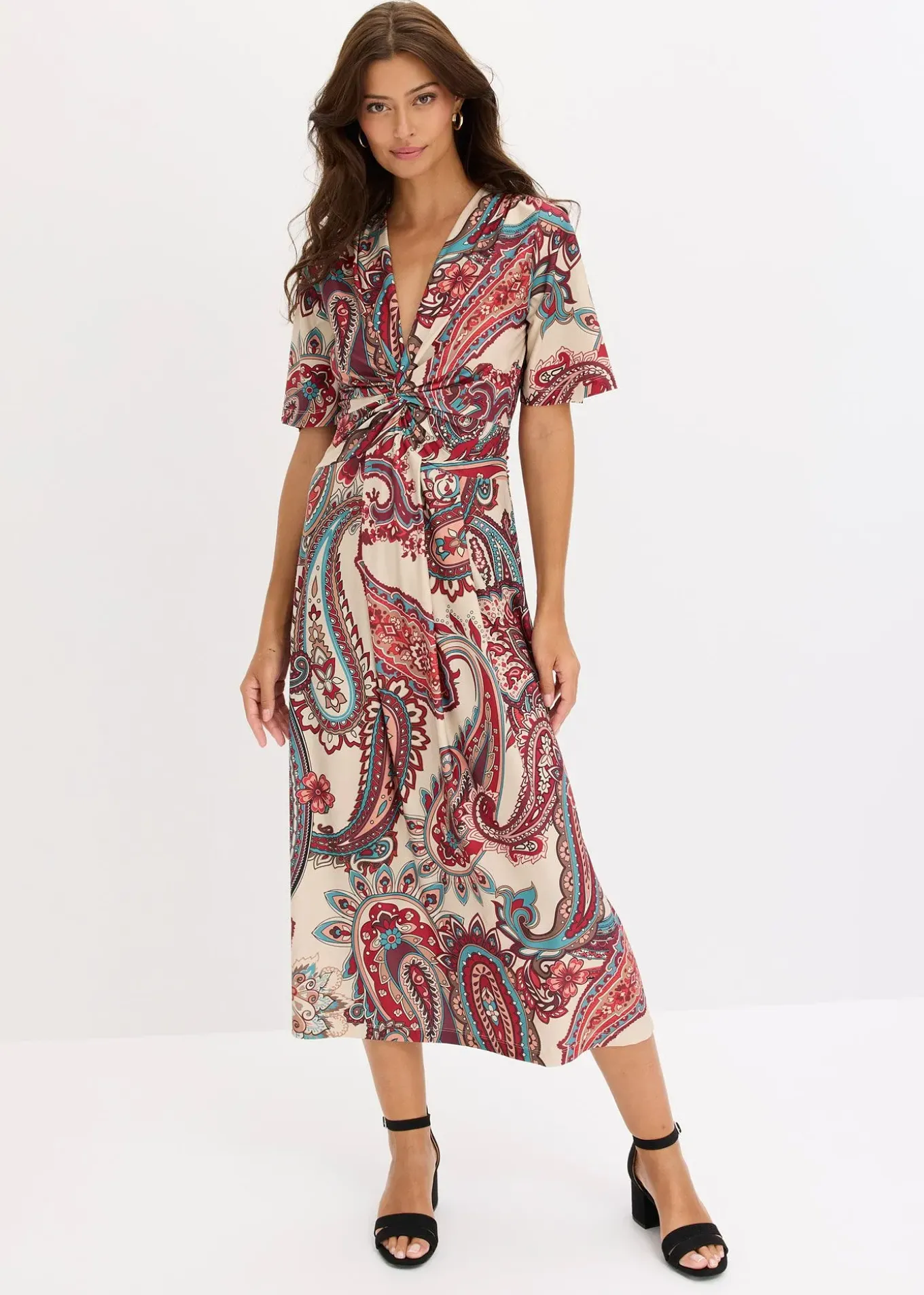 Robe midi près du corps, style portefeuille