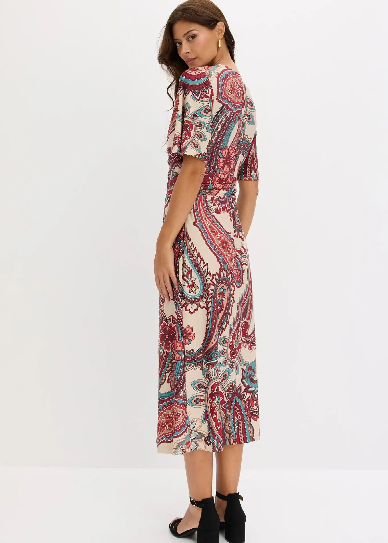 Robe midi près du corps, style portefeuille