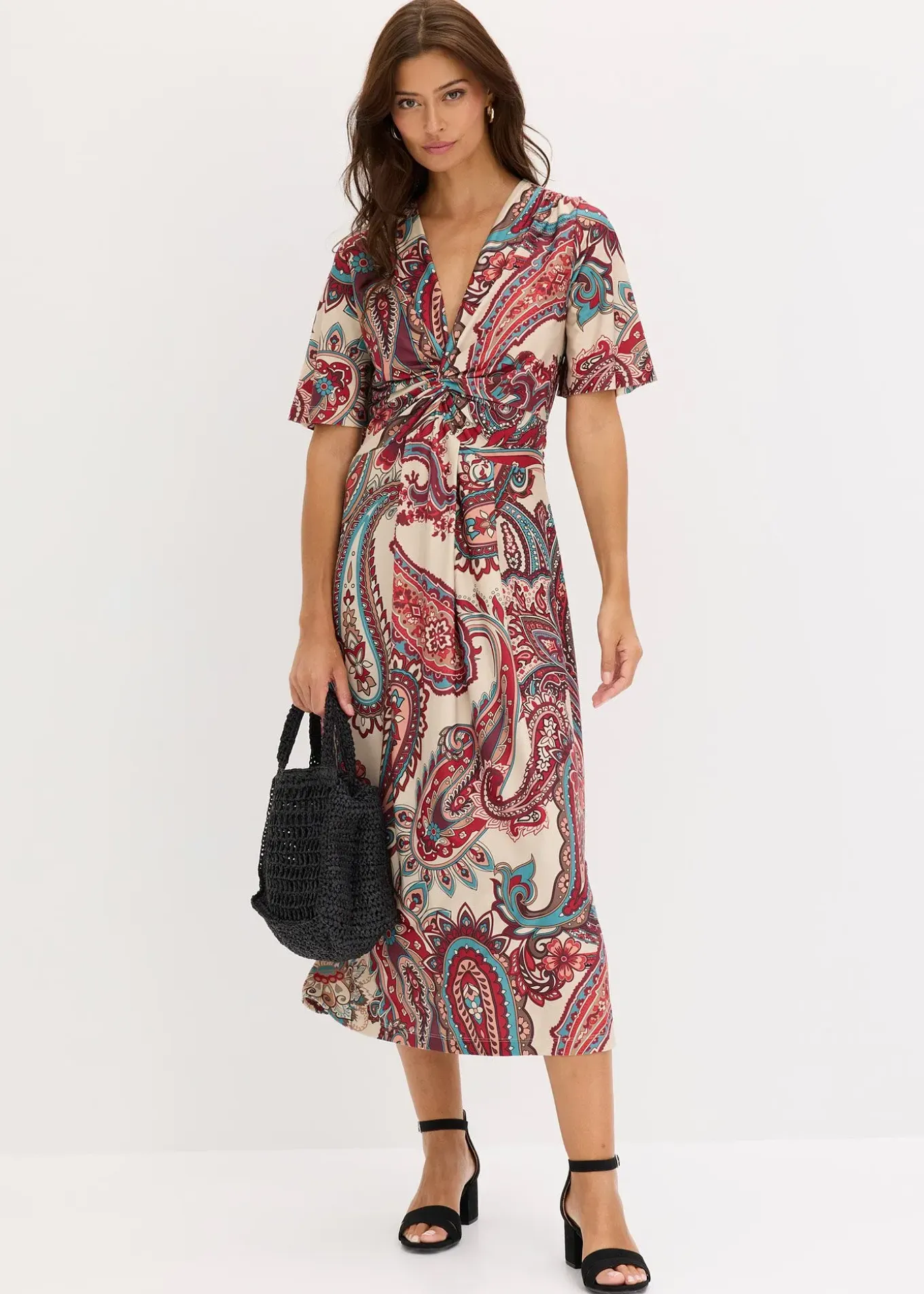 Robe midi près du corps, style portefeuille