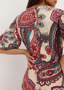 Robe midi près du corps, style portefeuille