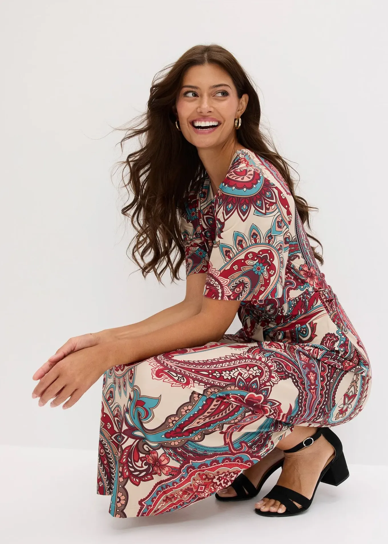 Robe midi près du corps, style portefeuille