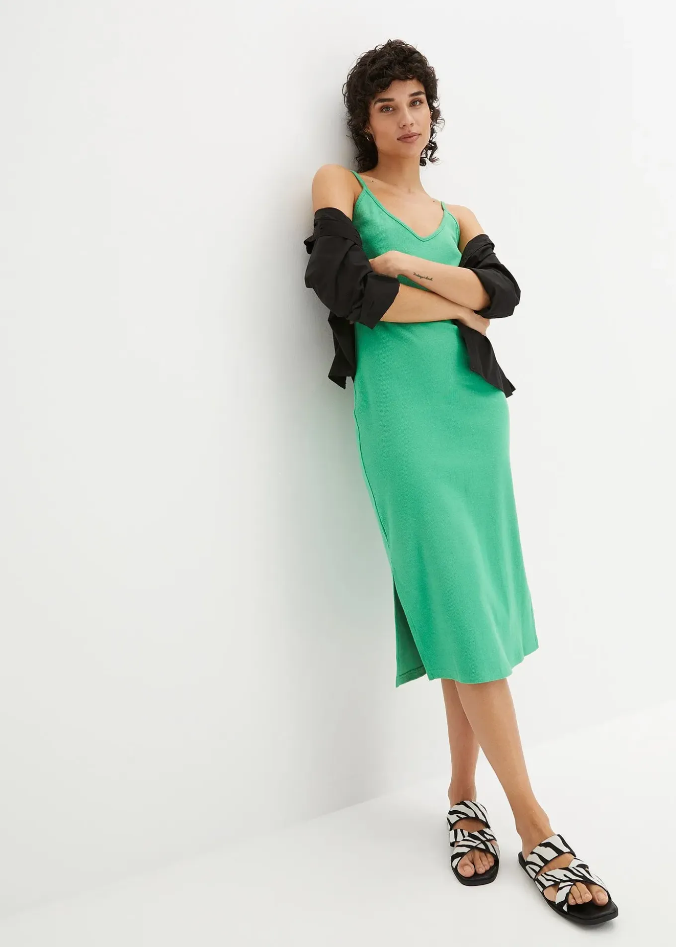 Robe moulante en jersey coton côtelé