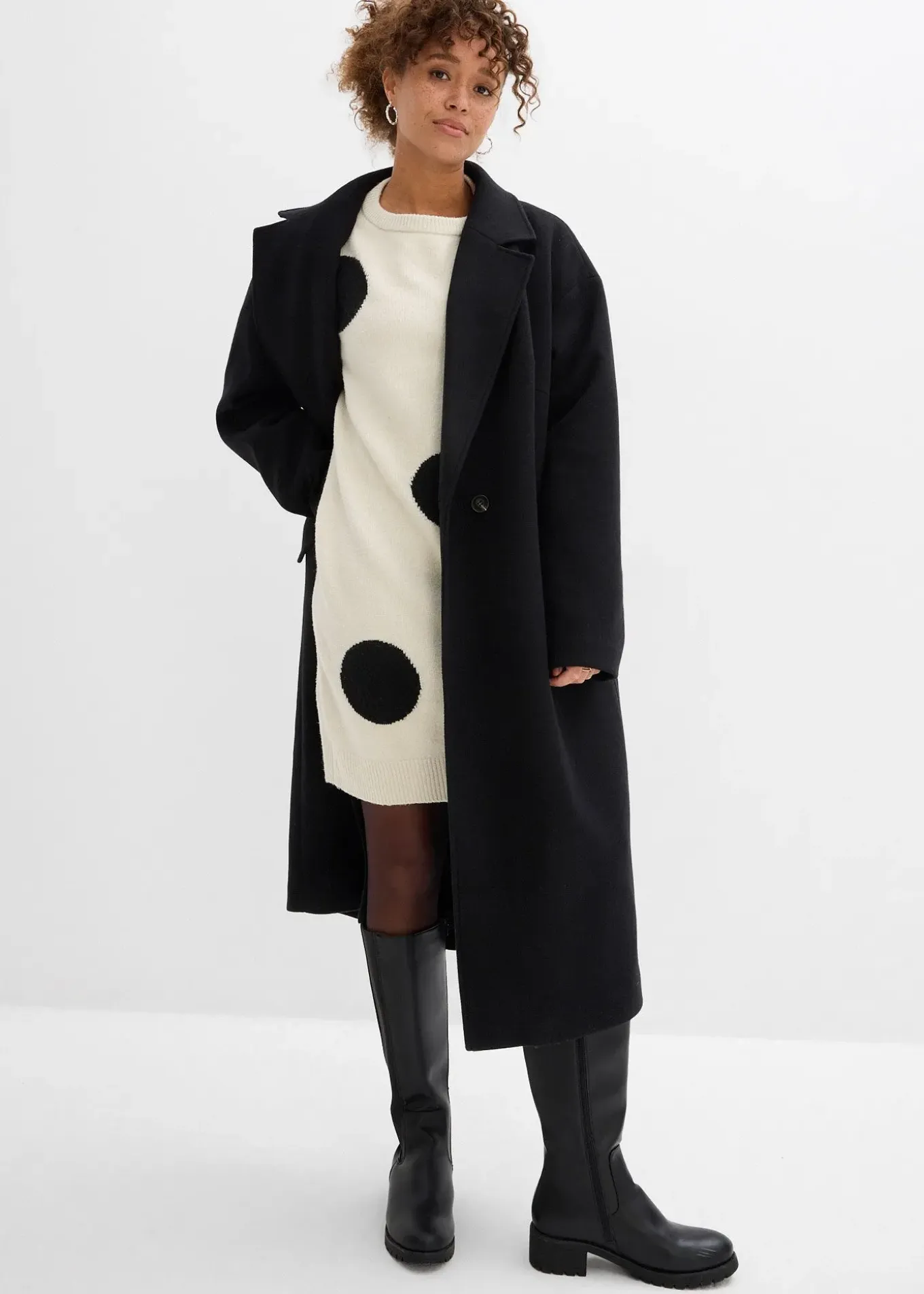 Robe oversize en maille à pois