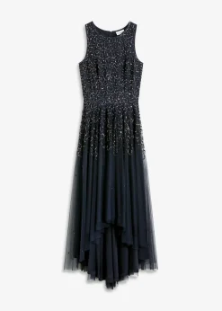 Robe plus longue au dos avec sequins brodés