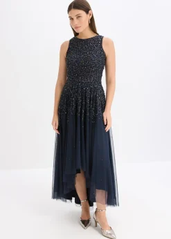 Robe plus longue au dos avec sequins brodés