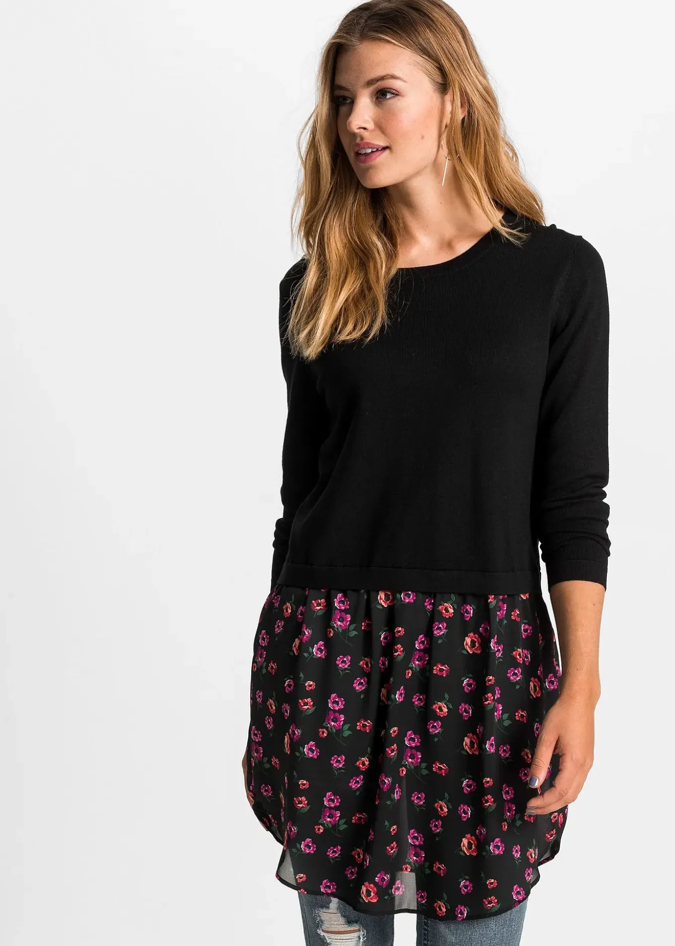 Robe pull en fine maille avec jupe montée