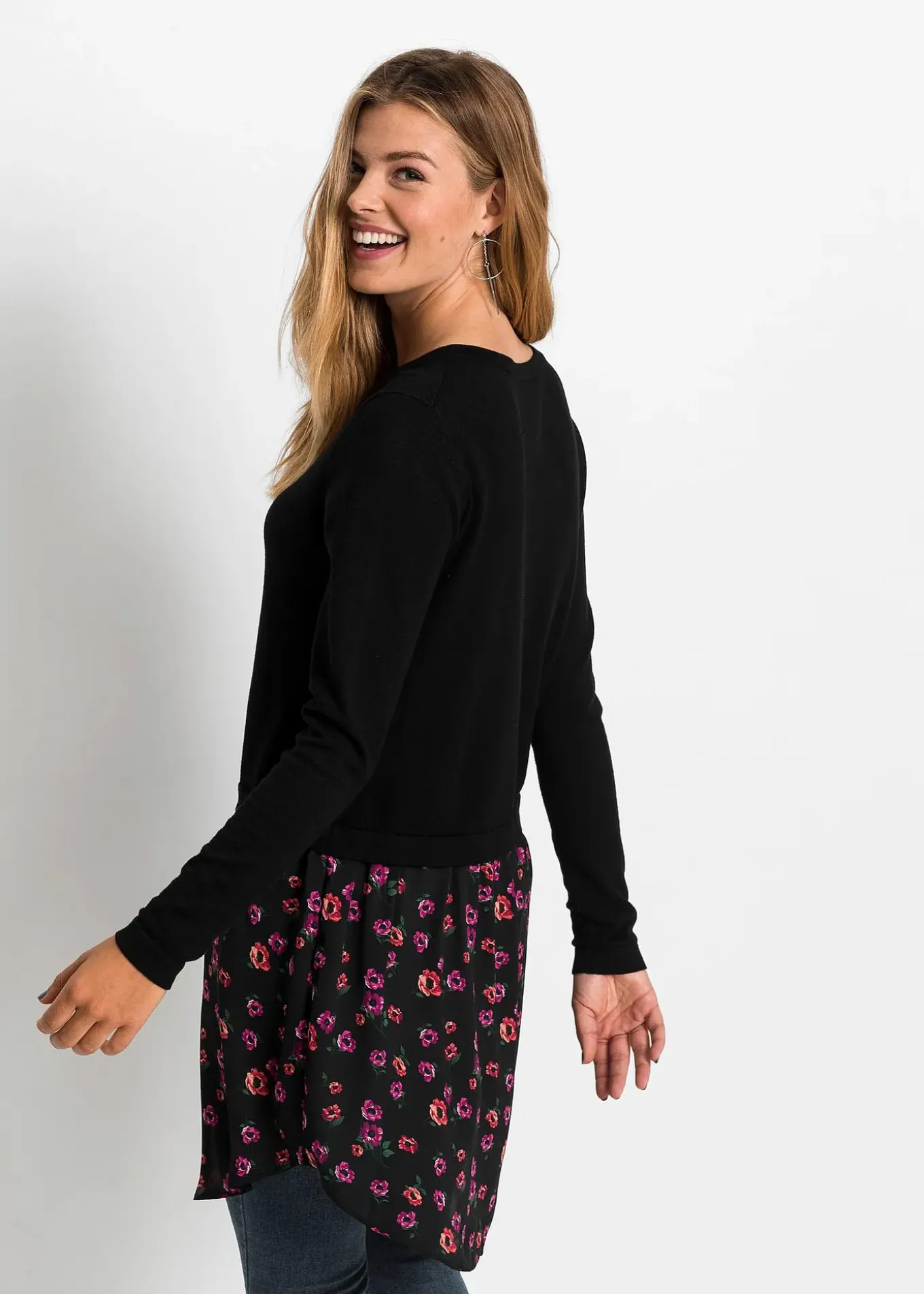 Robe pull en fine maille avec jupe montée