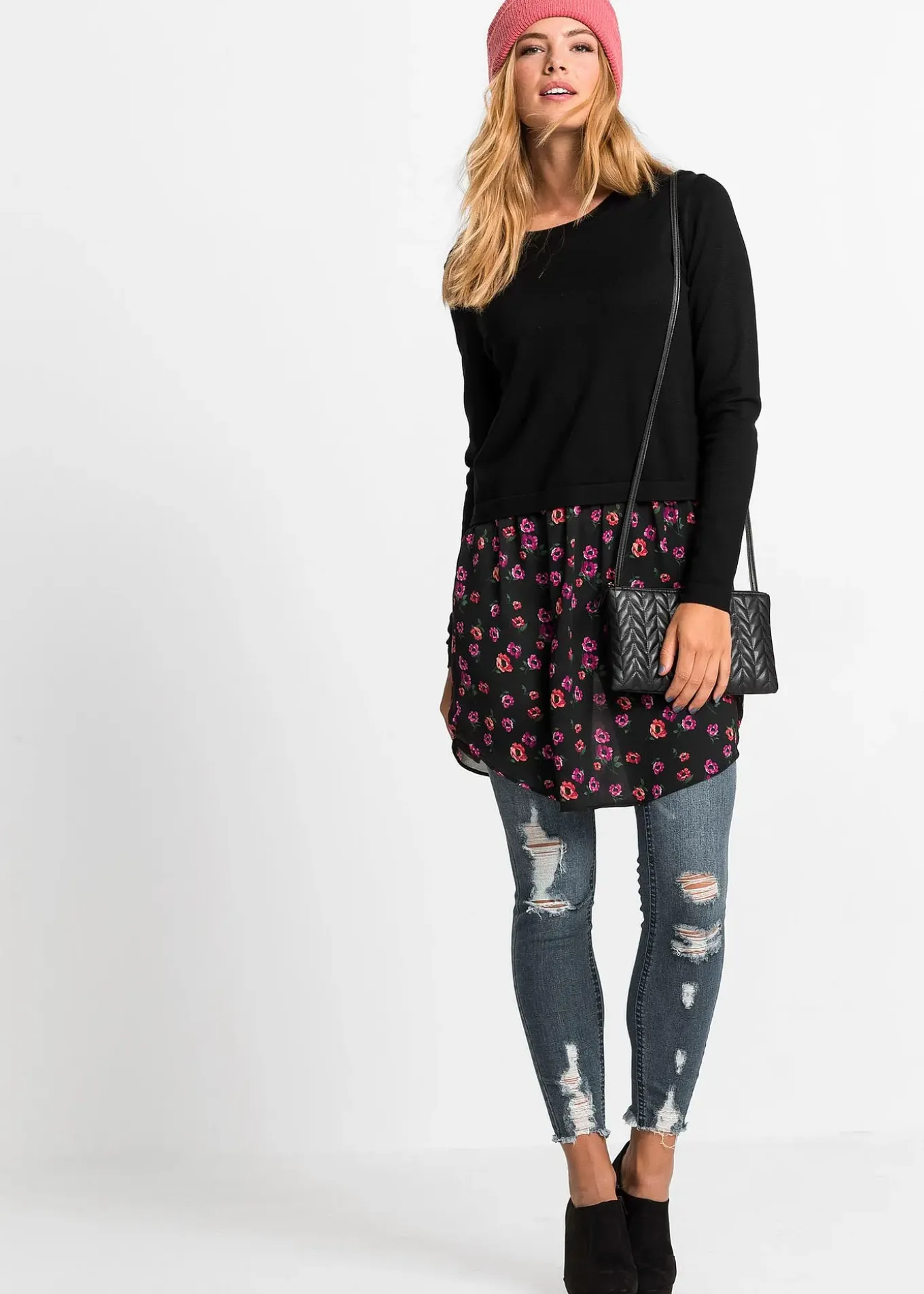 Robe pull en fine maille avec jupe montée