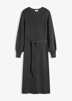 Robe pull fluide et côtelée en viscose majoritaire