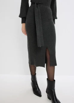 Robe pull fluide et côtelée en viscose majoritaire