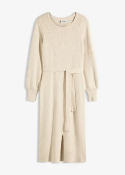 Robe pull fluide et côtelée en viscose majoritaire