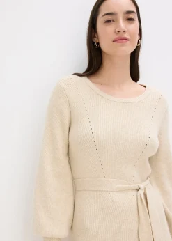 Robe pull fluide et côtelée en viscose majoritaire