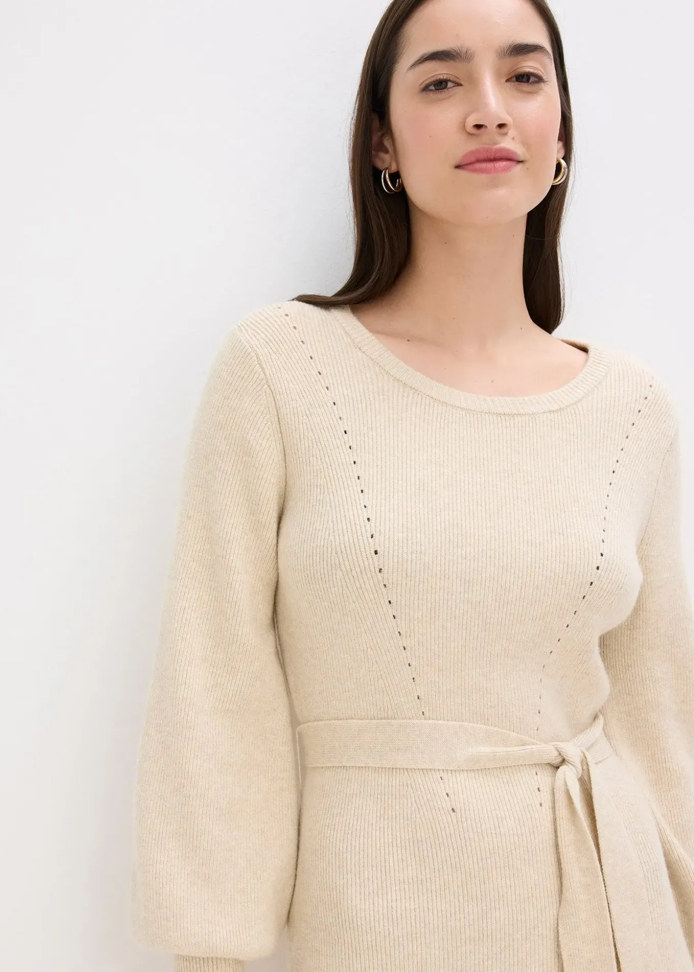 Robe pull fluide et côtelée en viscose majoritaire