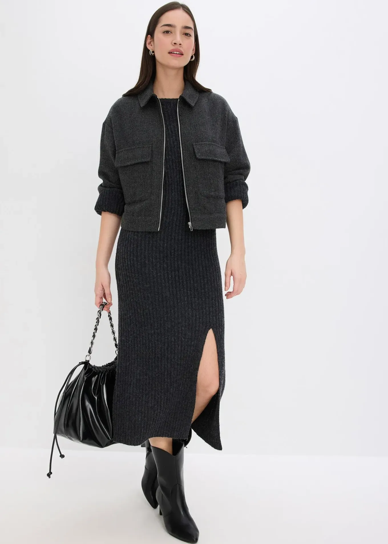 Robe pull longue avec fente