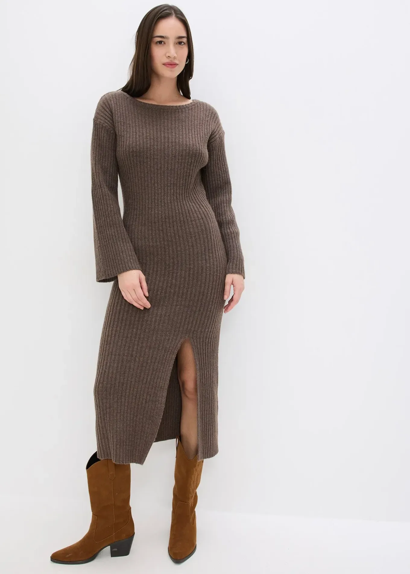 Robe pull longue avec fente