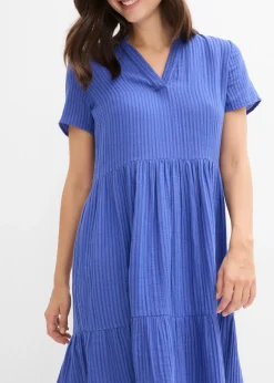 Robe rayée en gaze de coton