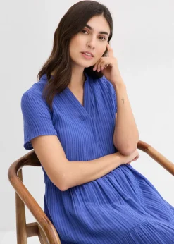 Robe rayée en gaze de coton