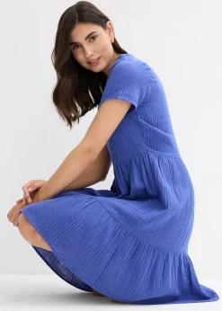 Robe rayée en gaze de coton