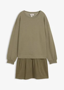 Robe sweat avec jupe tissée