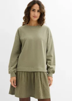 Robe sweat avec jupe tissée