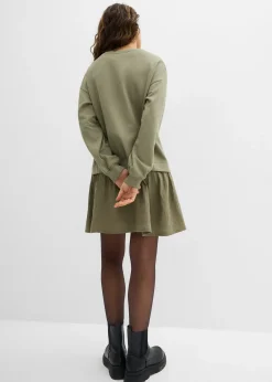 Robe sweat avec jupe tissée