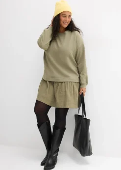 Robe sweat avec jupe tissée