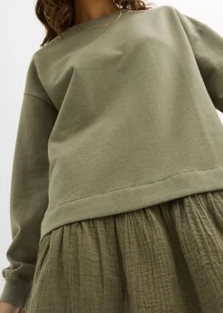 Robe sweat avec jupe tissée