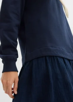 Robe sweat avec jupe tissée