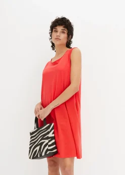 Robe trapèze courte en jersey, sans manches