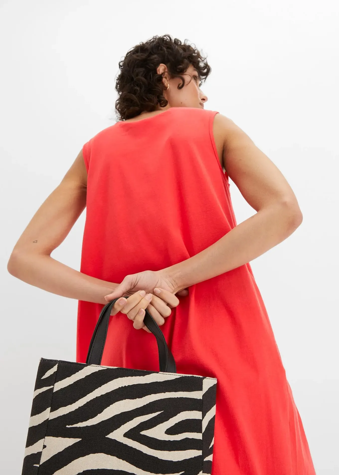 Robe trapèze courte en jersey, sans manches