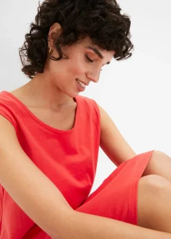 Robe trapèze courte en jersey, sans manches