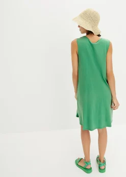 Robe trapèze courte en jersey, sans manches