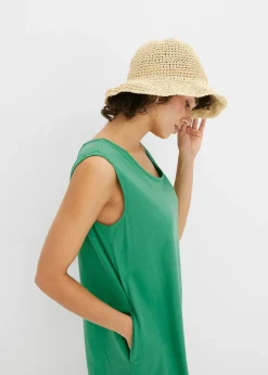 Robe trapèze courte en jersey, sans manches