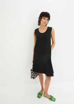 Robe trapèze courte en jersey, sans manches